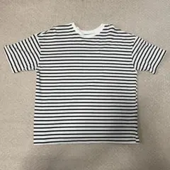 Mサイズくらい 白黒ストライプ Tシャツ