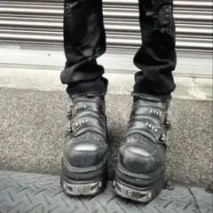 NEW ROCK ロングブーツ 39 ブラック 厚底 取り寄せ]M-373-S4 / プレート / 厚底ブーツ / 本革【NEW ROCK