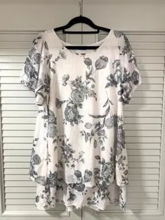 花柄バルーンスリーブチュニック 半袖　turtle crane