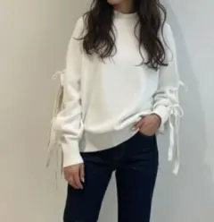 MOUSSY マウジー RIBBON SLEEVE LOOSE ニット 白 F