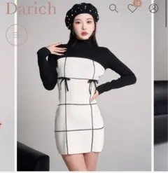 ドッキングリボンデザインニットミニワンピース