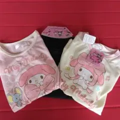 【新品未使用】マイメロディパジャマ長/半袖/長ズボン３枚セット　パープル130