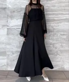 【新品未使用】コンビワンピース　チュールボレロ＋フレアキャミワンピース