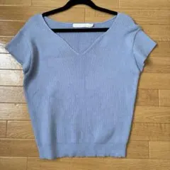 Cocodeal 半袖 リブニット トップス ブルー