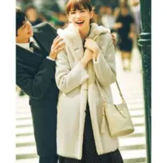 【UNIQLO】  ムートンタッチ フーデット コート ファーコート (S)