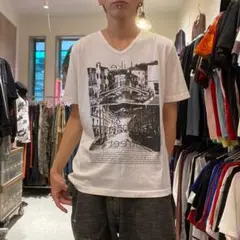 00s ネオお兄系 y2k ギャル男 グランジ 風景プリント vネック Tシャツ