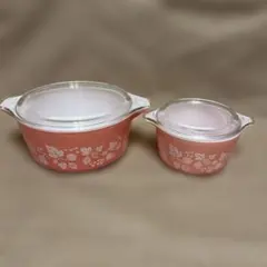 オールドパイレックス グーズベリー キャセロール蓋付き 3セット 蓋2つ