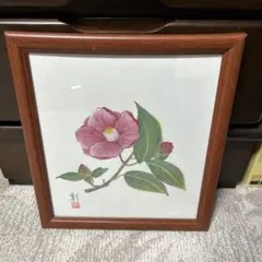 佐田 勝 「椿」￼20.3×15cmガラス絵 額縁40×31cm - メルカリ