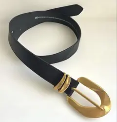 【H&M】フェイクレザーベルト 金色大きめバックル