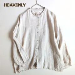 HEAVENLYꕤリネン100％ フリルネック シェルボタン ブラウス シャツのサムネイル