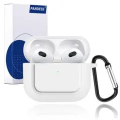 ☘️AirPods3シリコンケース ワイヤレス充電対応 カラビナ付き ホワイト