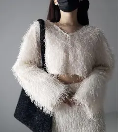 【ファー風シャギーカーディガン】