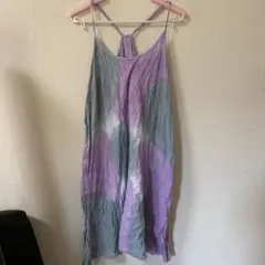 タイダイキャミワンピース グレー パープル　　エスニック