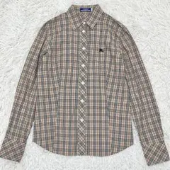 美品 バーバリー Burberry ノバチェック 長袖シャツ ロゴ刺繍 40
