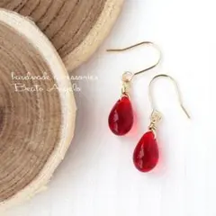 ◇◇K14GF チェコドロップのプチピアス(p-332)ライトシャム