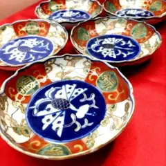 有田焼　伊万里焼　古伊万里　金彩　色絵　豆皿　小皿　4寸皿5客セット