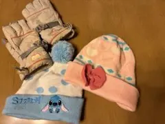 スティッチニット帽と手袋セット