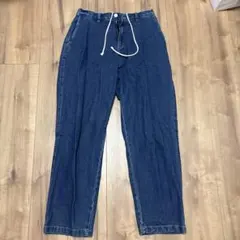 濃い青 ワイドフィット デニムパンツ