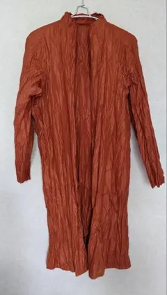 ロングコート　サイズ44 オレンジ しわ加工