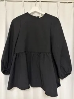 美品】LE PHIL ルフィル ストレッチジャガード パイピングブラウス 黒