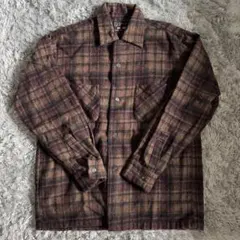 60s 70s Vintage 開襟 ウールオンブレシャツ チェック柄のサムネイル