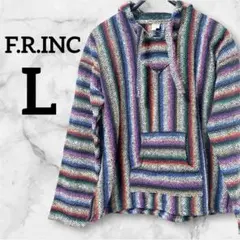 F.R.INC 【L】マルチカラー ストライプ パーカー裏起毛 カラフル 厚手