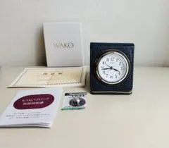 WAKO 銀座和光 トラベルクロック 置時計 リザード 紺 未使用 電池・箱付き
