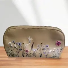 美品　ティンカーベルとお花のポーチ　ベージュのサムネイル