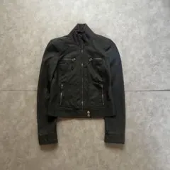 archive grunge leather jacket y2k gray