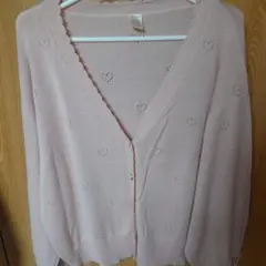 シークレットハニーハート柄 ニットカーディガン ピンクのサムネイル