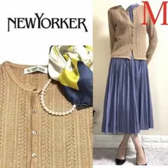 ニューヨーカー　NEWYORKER 日本製　レース編みカーディガン　M レース編のサムネイル