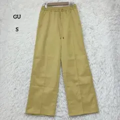 GU ジーユー プルオンパンツ イエロー ウエストゴム 裏地あり センタープレス