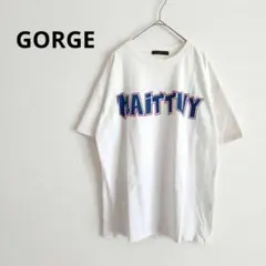 ゴージ▶ビッグTシャツ 白 前後プリント クルーネック 綿100%のサムネイル