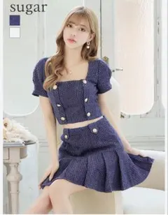 an ネイビー ツイード セットアップ S