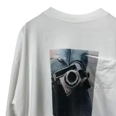 レディース カットソーTシャツ カメラプリント ホワイト Mサイズ