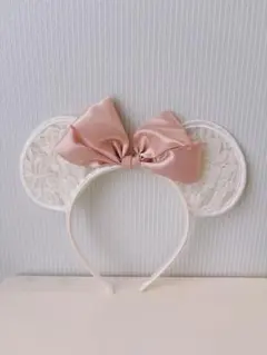 ディズニー カチューシャ ホワイト レース リボン付き