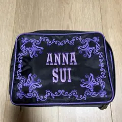【ANNA SUI】ロゴ刺繍ポーチ黒／紫