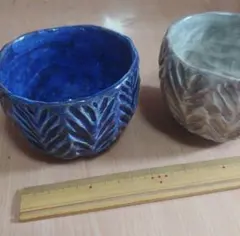 青と白の湯呑み2こセット！★送料無料ハンドメイド