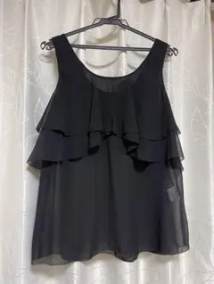 新品未着用☆スパイラルガール　フリル付き黒ノースリーブトップス フリーサイズ