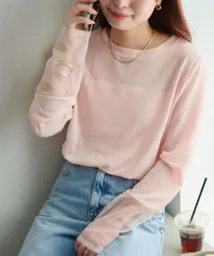 Discoat　シアー袖切替プルオーバー