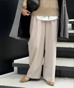 新品 NOLLEY'S sophi ウール混ウォッシャブルワイドパンツ 34