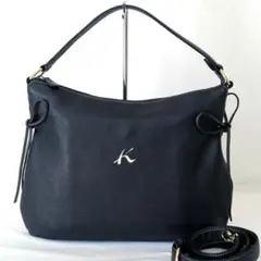 ✨極美品✨ キタムラ ショルダーバッグ 2way ワンショルダー シボ ネイビー