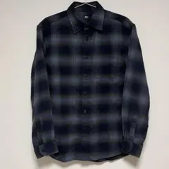 ユニクロ 【良品】フランネルシャツ Sサイズ オンブレチェック UNIQLO