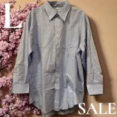 「即日発送」HANAE MORI L ライトブルー 長袖シャツ 胸ポケット付きのサムネイル