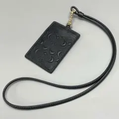美品 COACH シグネチャー 型押し レザー パスケース ストラップ付