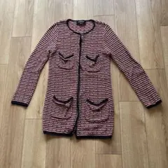 DEUXIEME CLASSE ノーカラー　ツイードニット　ロングジャケットのサムネイル