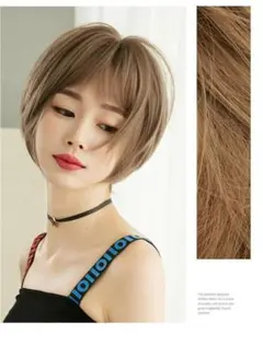 フルウィッグ ショート 前髪 ヘア ボリューム ストレート つむじ 耐熱 自然