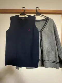 イーストボーイ　綿ベスト　ラムウールカーディガン　セット