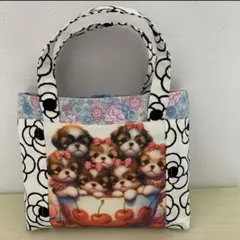 ❤︎SALE❤︎トートバッグ　シーズー柄　かわいい柄　ホワイト