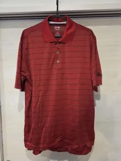 adidas 赤 ストライプ ゴルフシャツ 日本XLサイズ
